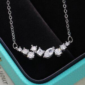 💎 Stainless Steel Crystal Clear Diamonds Choker Beautiful Necklace,INDN8648